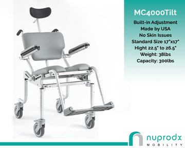 Nuprodx MC4000Tilt - Tilt-in-space Shower Chair and Commode Chair