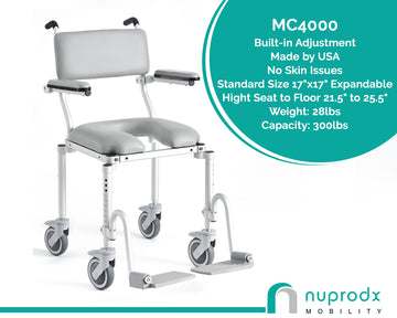 Nuprodx MC4000 - Rolling Commode Chair and Shower Chair